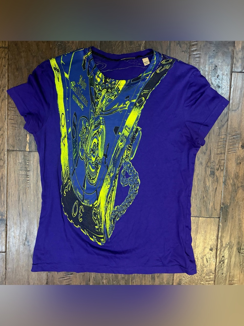 John Galliano Vintage Y2K Purple Graphic T-Shirt Made in Italy Mens M